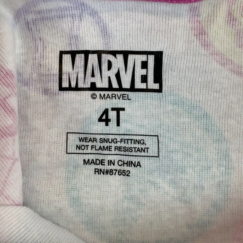 Marvel Pajama Shirt Kids 4T White Toddler Spiderman Iron Man Captain America Top